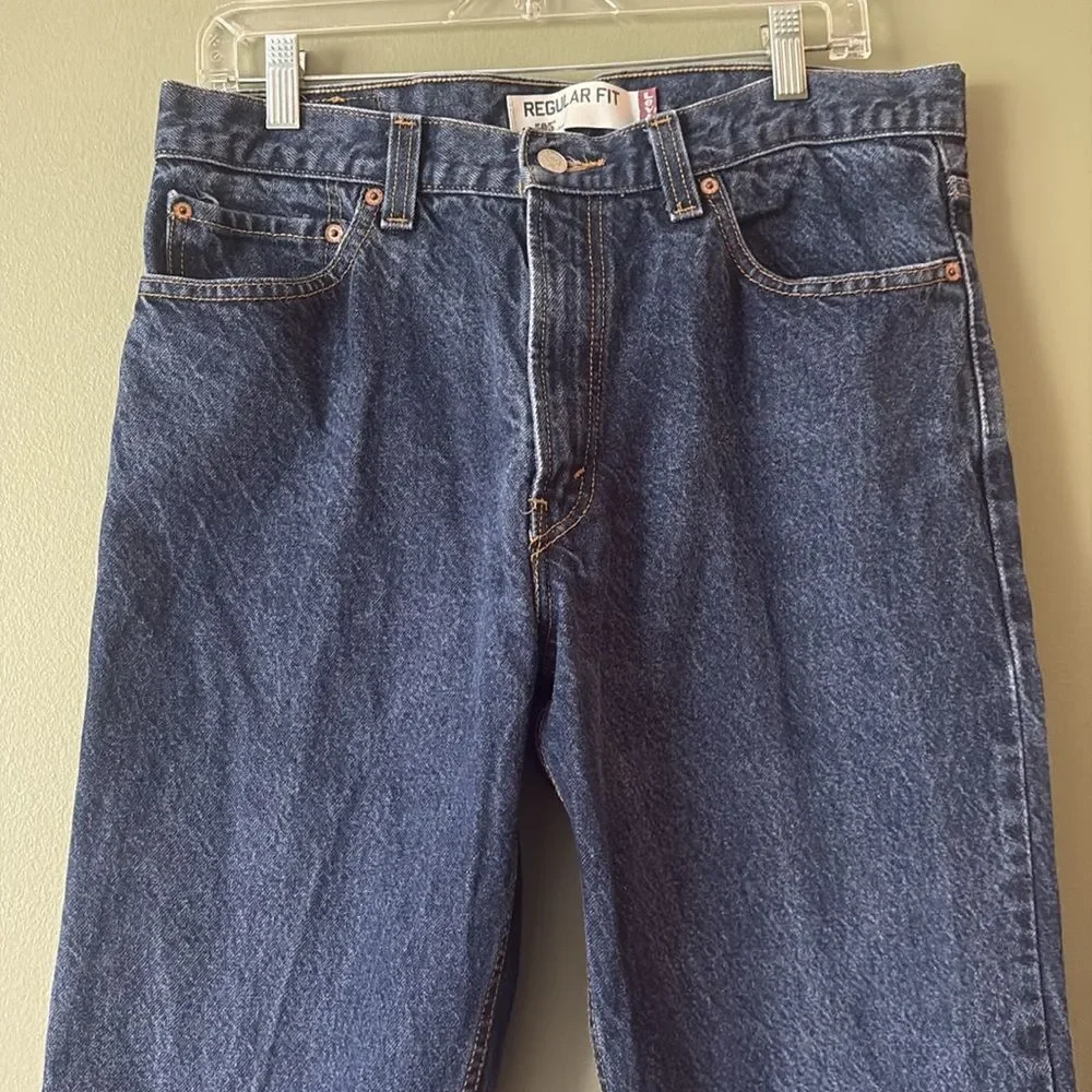 Levi's 505 Men's Rigid Dark Blue Wash Denim Jeans Relaxed Fit Sz W34 L30